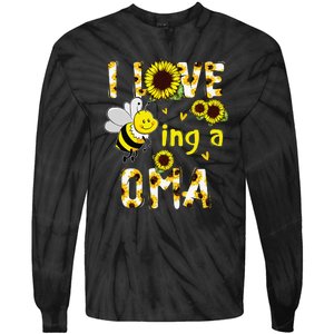 I Love Being A Oma Sunflower Bee Funny Mother's Day Tie-Dye Long Sleeve Shirt