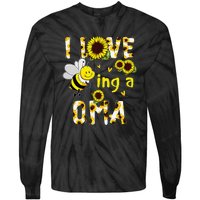 I Love Being A Oma Sunflower Bee Funny Mother's Day Tie-Dye Long Sleeve Shirt