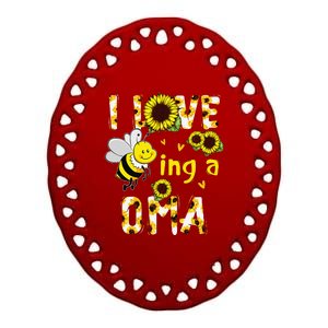 I Love Being A Oma Sunflower Bee Funny Mother's Day Ceramic Oval Ornament