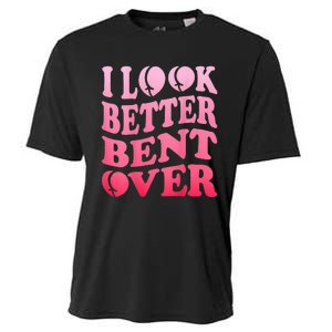 I Look Better Bent Over Peach Booty Funny Groovy ON BACK Cooling Performance Crew T-Shirt