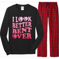 I Look Better Bent Over Peach Booty Funny Groovy ON BACK Long Sleeve Pajama Set