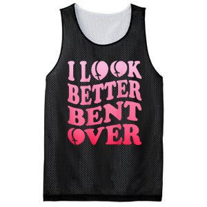 I Look Better Bent Over Peach Booty Funny Groovy ON BACK Mesh Reversible Basketball Jersey Tank