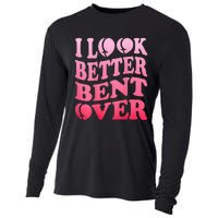 I Look Better Bent Over Peach Booty Funny Groovy ON BACK Cooling Performance Long Sleeve Crew