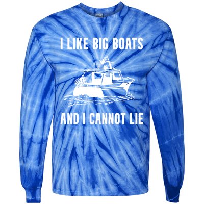 I Like Boats Funny Boat Lover Boater Dad Fishing Boating Gift Tie-Dye Long Sleeve Shirt