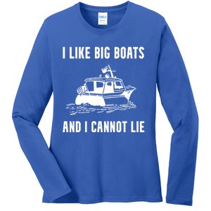 I Like Boats Funny Boat Lover Boater Dad Fishing Boating Gift Ladies Long Sleeve Shirt