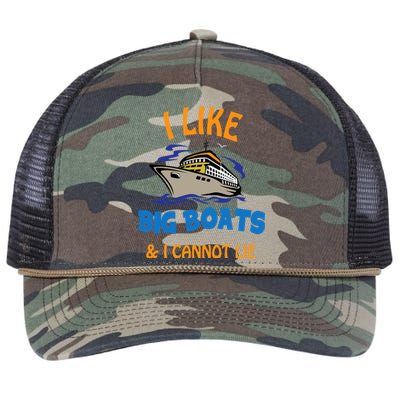 I Like Big Boats And I Cannot Lie. Funny Cool Cruise Retro Rope Trucker Hat Cap