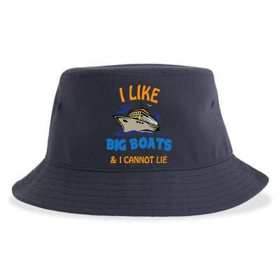 I Like Big Boats And I Cannot Lie. Funny Cool Cruise Sustainable Bucket Hat