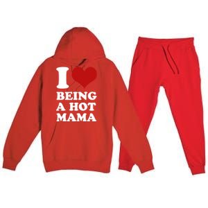 I Love Being A Hot Mama Funny Sayings Great Gift Premium Hooded Sweatsuit Set