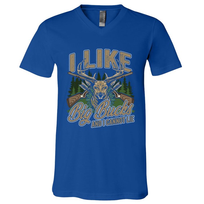 I Like Big Bucks I Cannot Lie Funny Hunting Saying Gift V-Neck T-Shirt