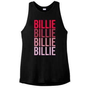 I Love Billie First Name Billie Ladies PosiCharge Tri-Blend Wicking Tank