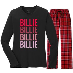 I Love Billie First Name Billie Women's Long Sleeve Flannel Pajama Set 