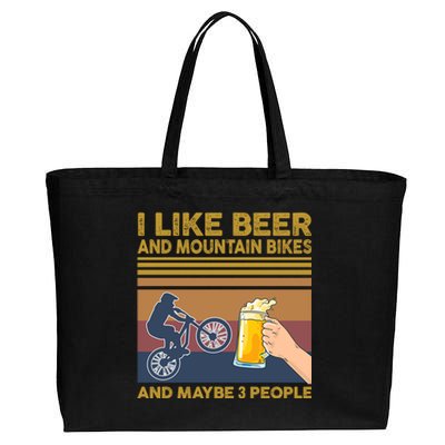 I Like Beer And Mountain Bikes And Maybe 3 People Funny Gift Cotton Canvas Jumbo Tote