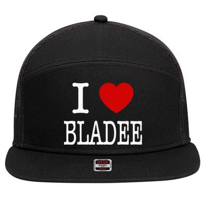 I Love Bladee 7 Panel Mesh Trucker Snapback Hat