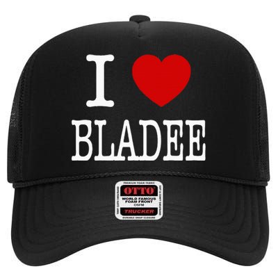 I Love Bladee High Crown Mesh Back Trucker Hat