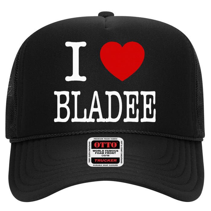 I Love Bladee High Crown Mesh Back Trucker Hat