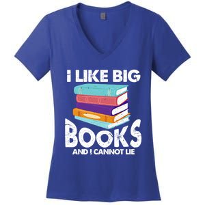 I Like Big Books And I Cannot Lie Funny Bookworm Cool Gift Women's V-Neck T-Shirt