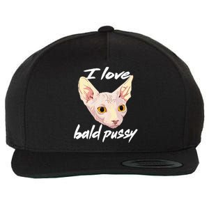 I Love Bald Pussy Adult Humor Dirty Pun Joke Wool Snapback Cap