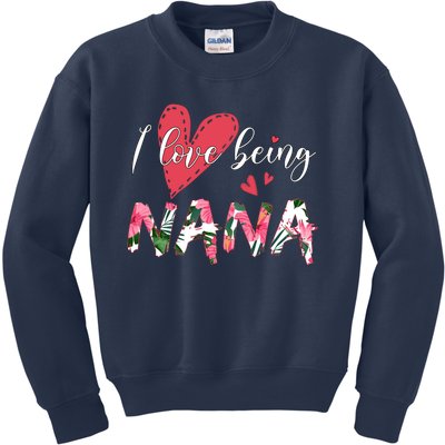 I Love Being Nana Floral Love Kids Sweatshirt