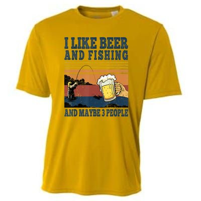 I Like Beer Fishing And Maybe 3 People Funny Fisher Vintage Cooling Performance Crew T-Shirt