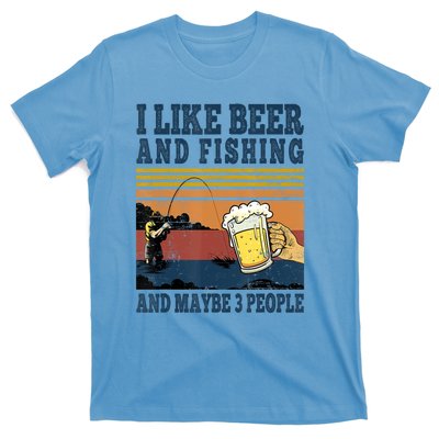 I Like Beer Fishing And Maybe 3 People Funny Fisher Vintage T-Shirt