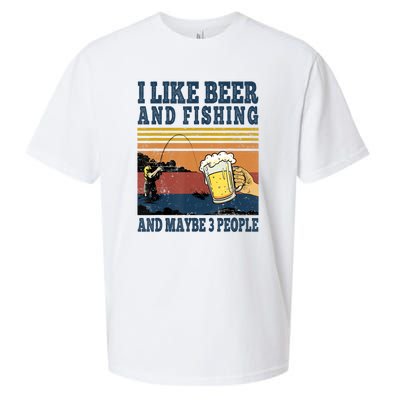 I Like Beer Fishing And Maybe 3 People Funny Fisher Vintage Sueded Cloud Jersey T-Shirt