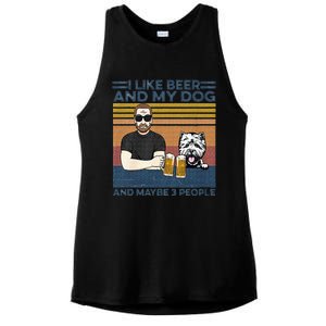 I Like Beer My Dog And Maybe 3 People Funny Dog Lovers Gift Ladies PosiCharge Tri-Blend Wicking Tank