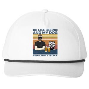 I Like Beer My Dog And Maybe 3 People Funny Dog Lovers Gift Snapback Five-Panel Rope Hat