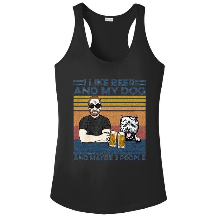 I Like Beer My Dog And Maybe 3 People Funny Dog Lovers Gift Ladies PosiCharge Competitor Racerback Tank