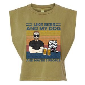 I Like Beer My Dog And Maybe 3 People Funny Dog Lovers Gift Garment-Dyed Women's Muscle Tee