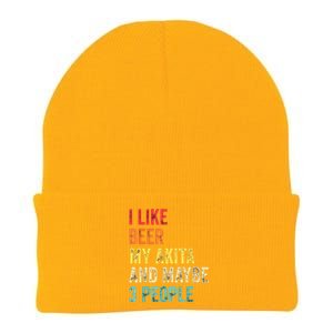 I Like Beer My Akita Maybe 3 People Dog Owner Lover Gifts Knit Cap Winter Beanie