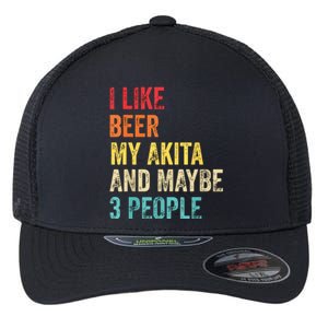 I Like Beer My Akita Maybe 3 People Dog Owner Lover Gifts Flexfit Unipanel Trucker Cap