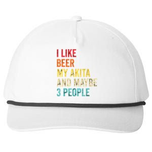 I Like Beer My Akita Maybe 3 People Dog Owner Lover Gifts Snapback Five-Panel Rope Hat