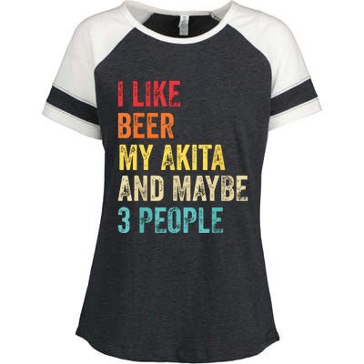 I Like Beer My Akita Maybe 3 People Dog Owner Lover Gifts Enza Ladies Jersey Colorblock Tee