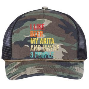 I Like Beer My Akita Maybe 3 People Dog Owner Lover Gifts Retro Rope Trucker Hat Cap