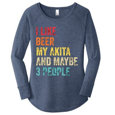 I Like Beer My Akita Maybe 3 People Dog Owner Lover Gifts Women's Perfect Tri Tunic Long Sleeve Shirt