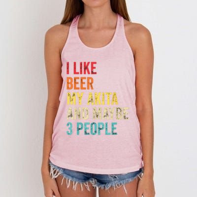 I Like Beer My Akita Maybe 3 People Dog Owner Lover Gifts Women's Knotted Racerback Tank