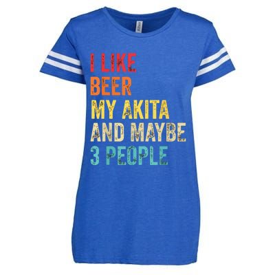 I Like Beer My Akita Maybe 3 People Dog Owner Lover Gifts Enza Ladies Jersey Football T-Shirt