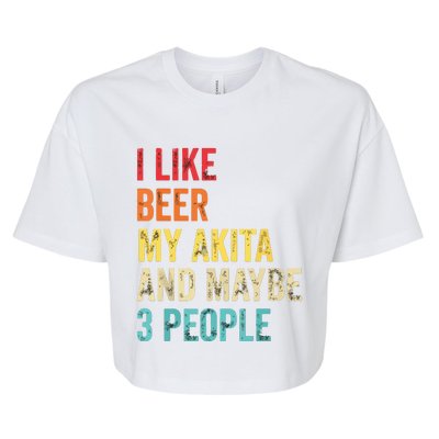 I Like Beer My Akita Maybe 3 People Dog Owner Lover Gifts Bella+Canvas Jersey Crop Tee