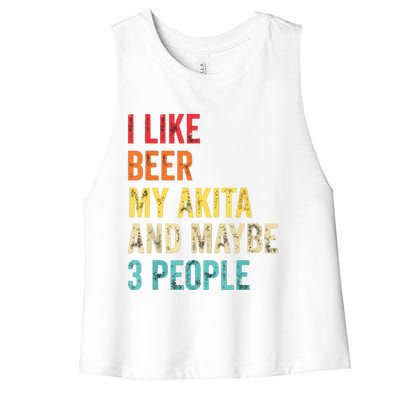 I Like Beer My Akita Maybe 3 People Dog Owner Lover Gifts Women's Racerback Cropped Tank