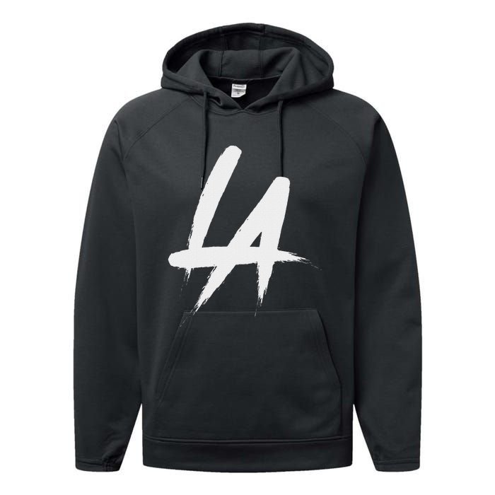 Interlocking La Brush Logo Los Angeles California Performance Fleece Hoodie