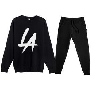 Interlocking La Brush Logo Los Angeles California Premium Crewneck Sweatsuit Set