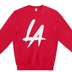 Interlocking La Brush Logo Los Angeles California Premium Crewneck Sweatshirt