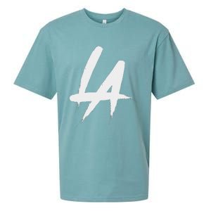 Interlocking La Brush Logo Los Angeles California Sueded Cloud Jersey T-Shirt