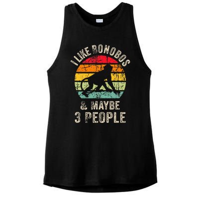 I Like Bonobos & Maybe 3 People Funny Bonobos Lover For Ladies PosiCharge Tri-Blend Wicking Tank