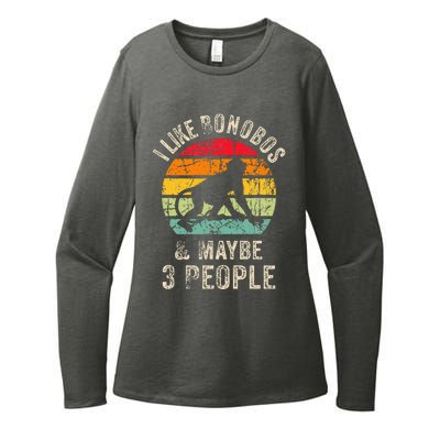 I Like Bonobos & Maybe 3 People Funny Bonobos Lover For Womens CVC Long Sleeve Shirt