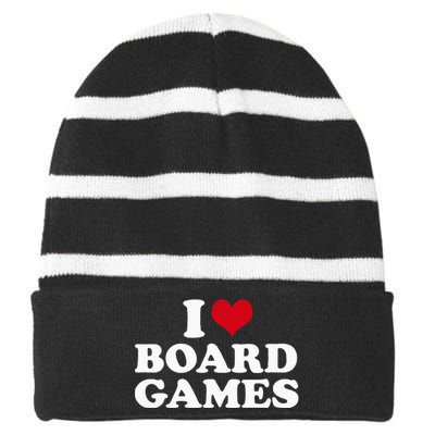 I Love Board Games Striped Beanie with Solid Band