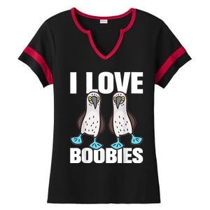 I Love Boobies Blue Footed Boobie Bird Funny Gift For Birdwatchers Ladies Halftime Notch Neck Tee