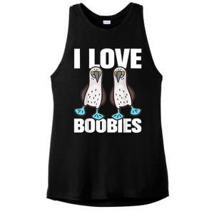 I Love Boobies Blue Footed Boobie Bird Funny Gift For Birdwatchers Ladies PosiCharge Tri-Blend Wicking Tank