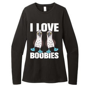 I Love Boobies Blue Footed Boobie Bird Funny Gift For Birdwatchers Womens CVC Long Sleeve Shirt