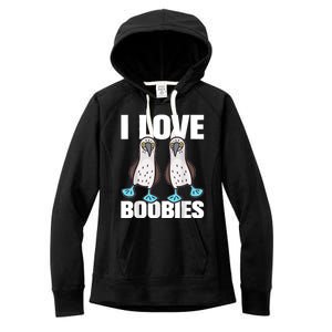 I Love Boobies Blue Footed Boobie Bird Funny Gift For Birdwatchers Women's Fleece Hoodie